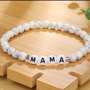NEW Stylish Marbled Beaded Bracelet - Perfect Gift with MAMA Letter Pattern!
